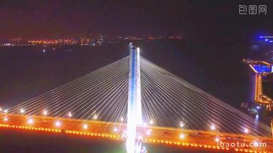 海南海口世纪大桥航拍夜景